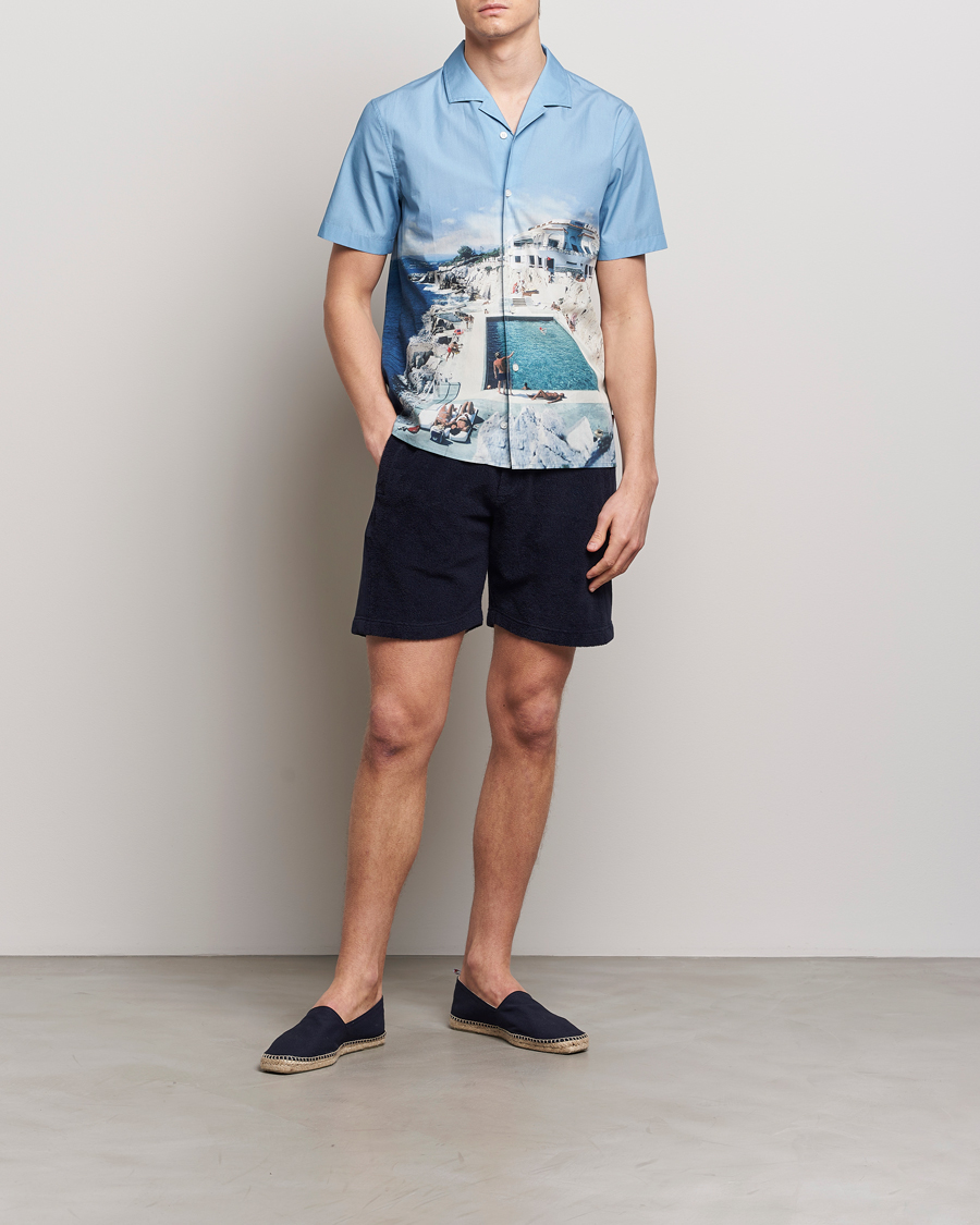 Uomini | Pantaloncini | Orlebar Brown | Afador Mix Texture Towelling Shorts Night Iris
