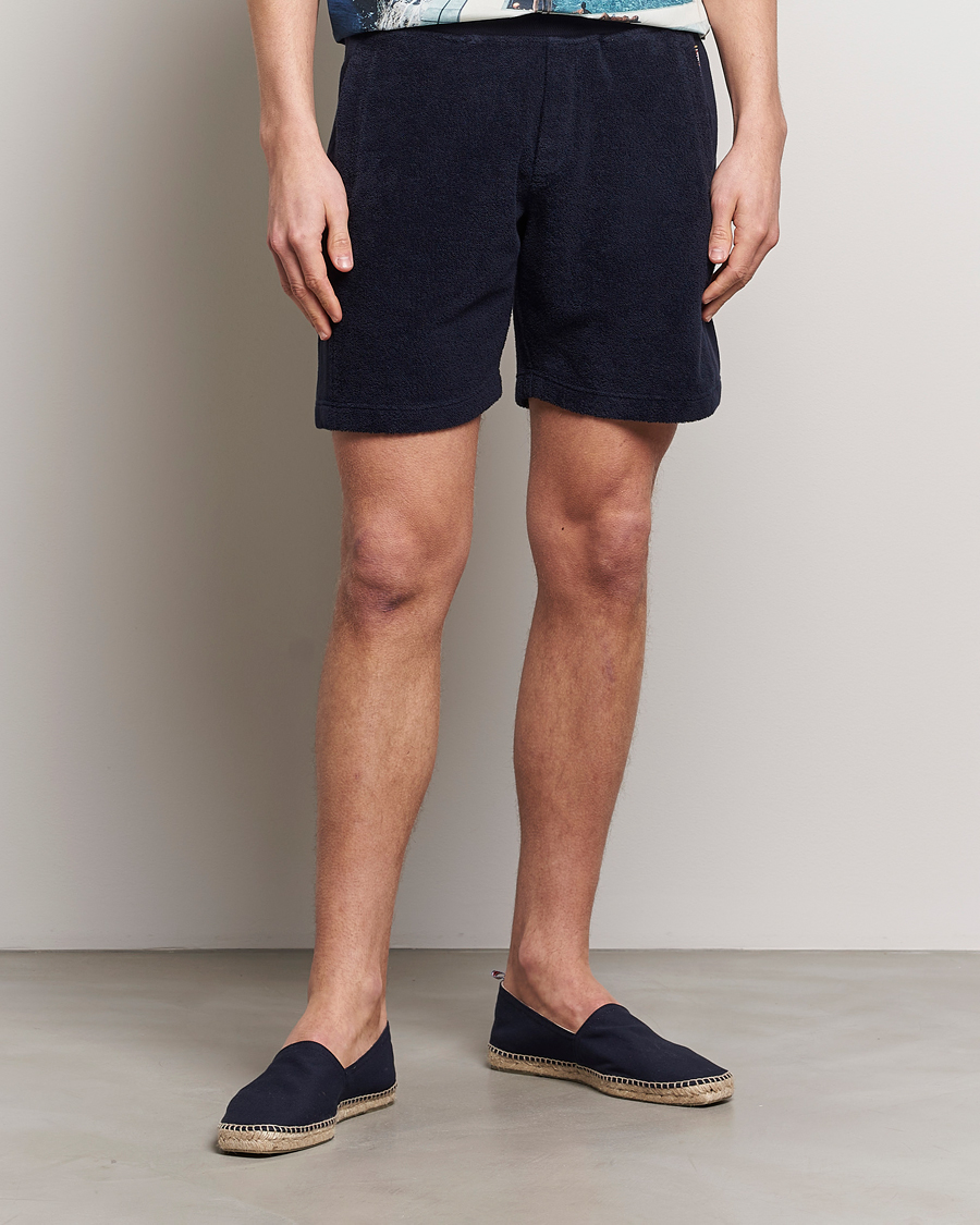 Uomini | Pantaloncini | Orlebar Brown | Afador Mix Texture Towelling Shorts Night Iris