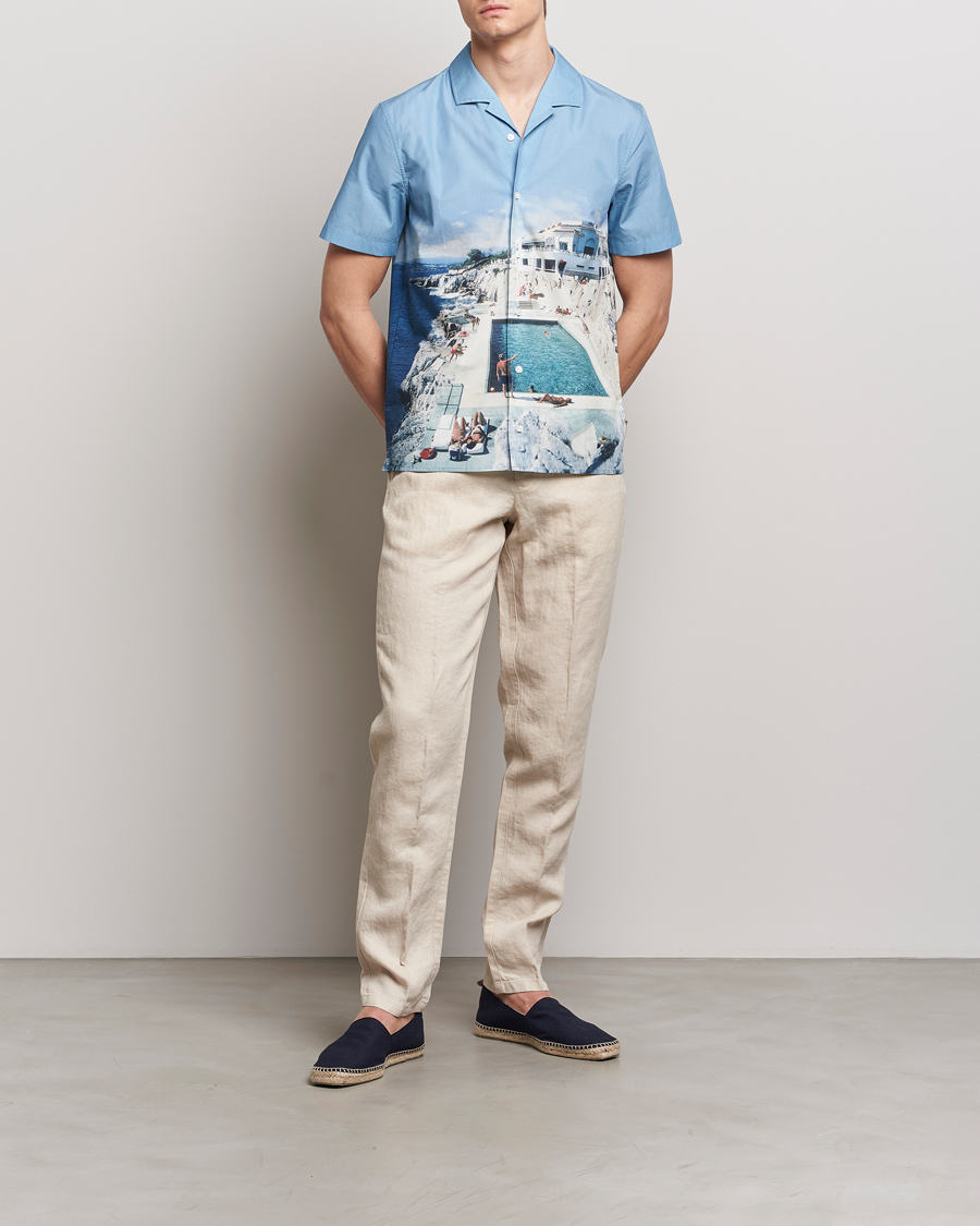 Uomini | Camicie | Orlebar Brown | Hibbert Photographic Roc Pool Shirt Blue