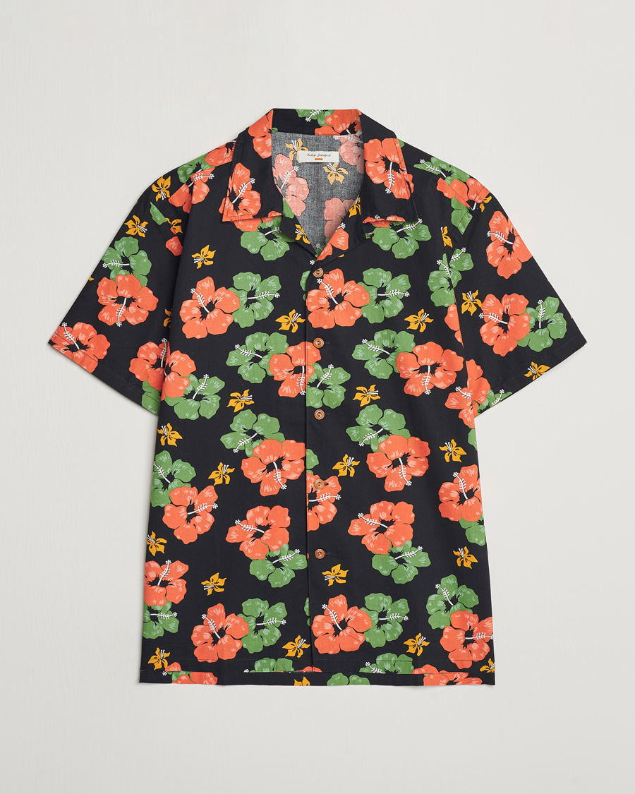 Uomini | Camicie | Nudie Jeans | Arvid Flower Hawaii Shirt Black