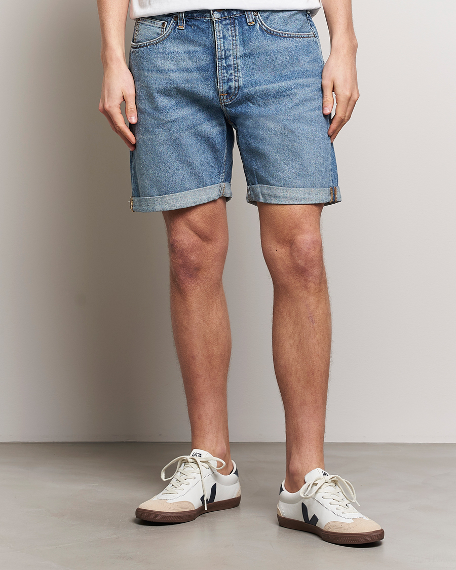 Uomini | Pantaloncini | Nudie Jeans | Josh Denim Shorts Blue Haze