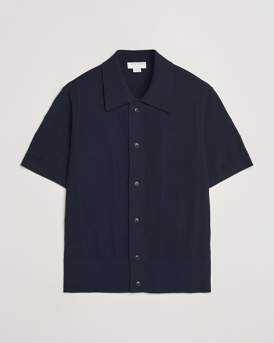 Uomini | Polo | Tiger of Sweden | Araawen Short Sleeve Knitted Polo Light Ink