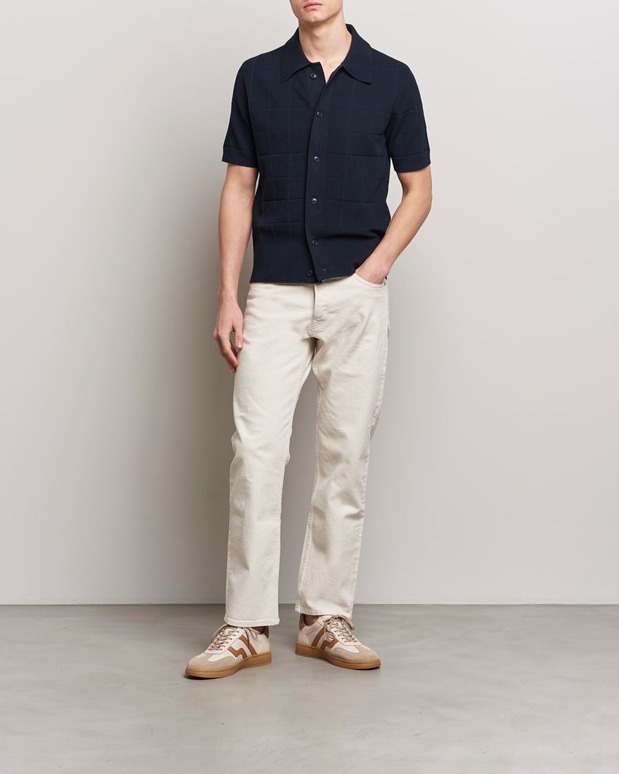Uomini | Polo | Tiger of Sweden | Araawen Short Sleeve Knitted Polo Light Ink