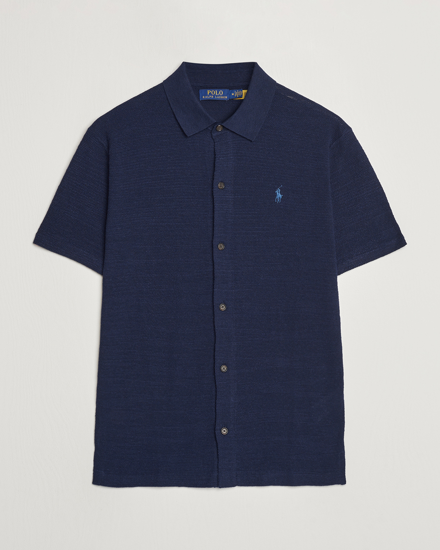 Uomini | Camicie | Polo Ralph Lauren | Textured Knitted Short Sleeve Shirt Bright Navy