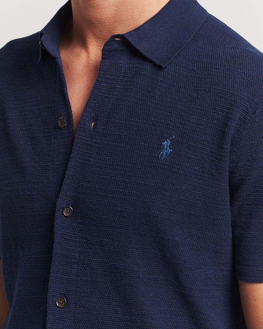 Uomini | Camicie | Polo Ralph Lauren | Textured Knitted Short Sleeve Shirt Bright Navy