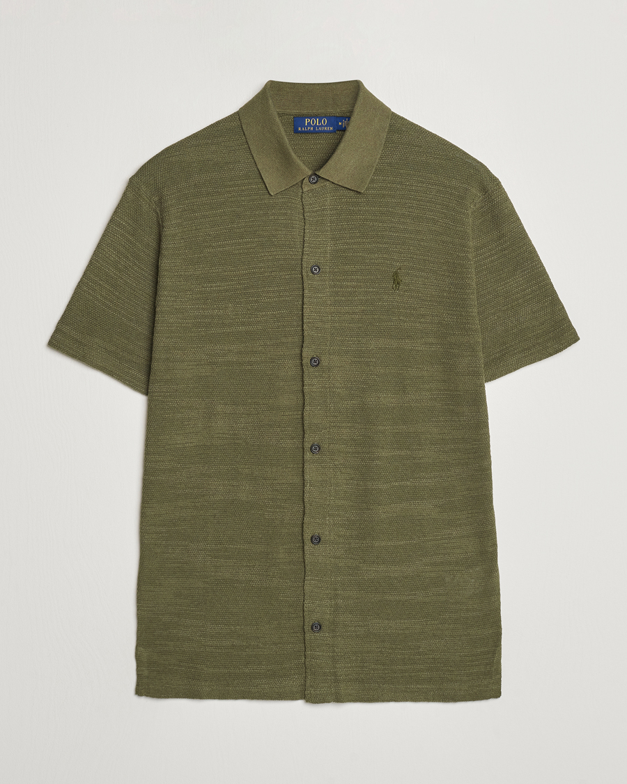 Uomini | Camicie | Polo Ralph Lauren | Textured Knitted Short Sleeve Shirt Thermal Green
