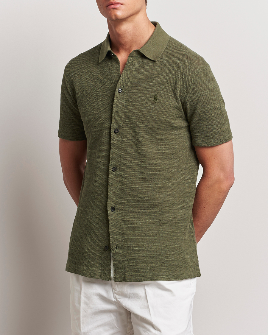 Uomini | Camicie | Polo Ralph Lauren | Textured Knitted Short Sleeve Shirt Thermal Green