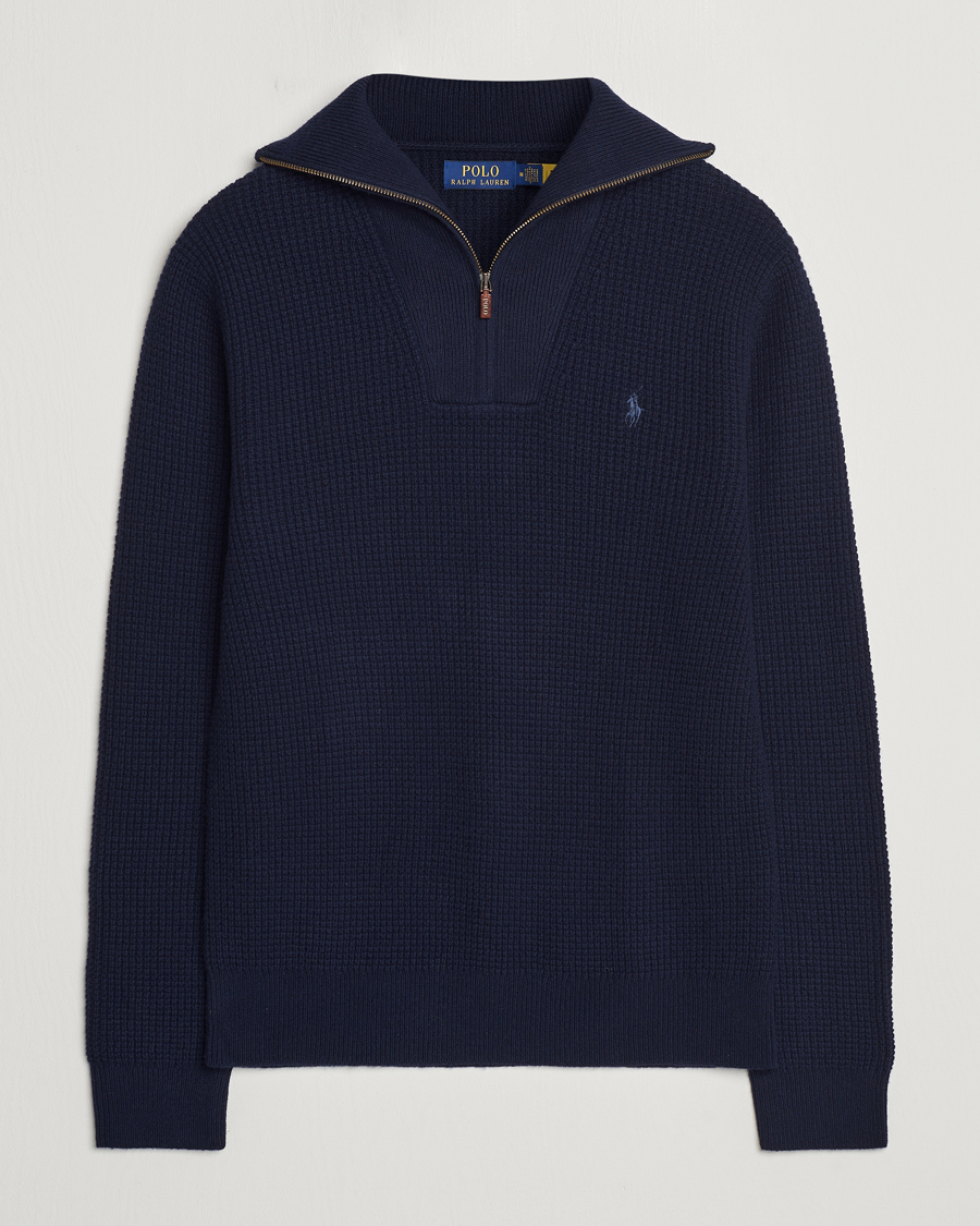 Uomini | Maglieria | Polo Ralph Lauren | Cotton/Wool Knitted Half Zip Hunter Navy