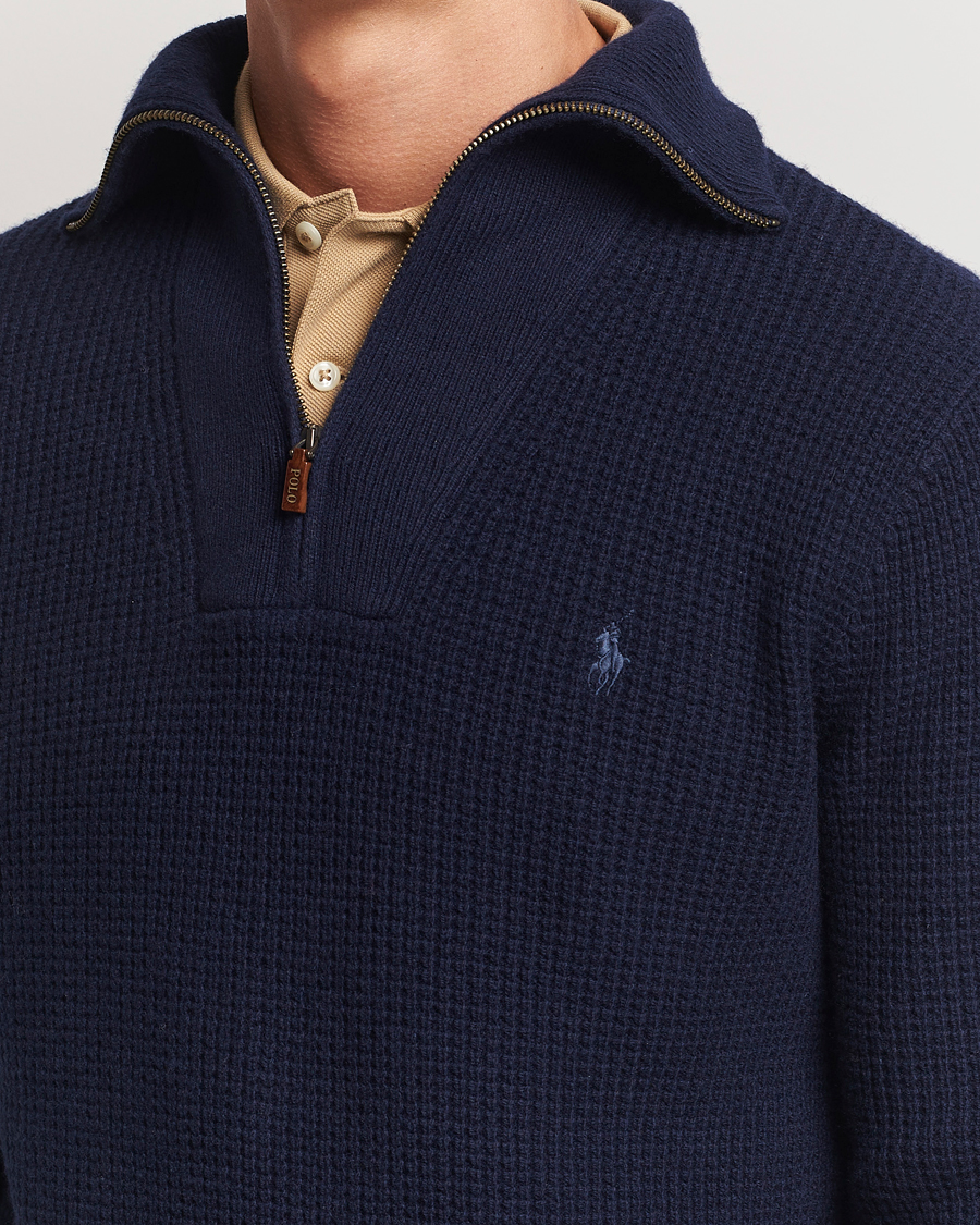 Uomini | Maglieria | Polo Ralph Lauren | Cotton/Wool Knitted Half Zip Hunter Navy