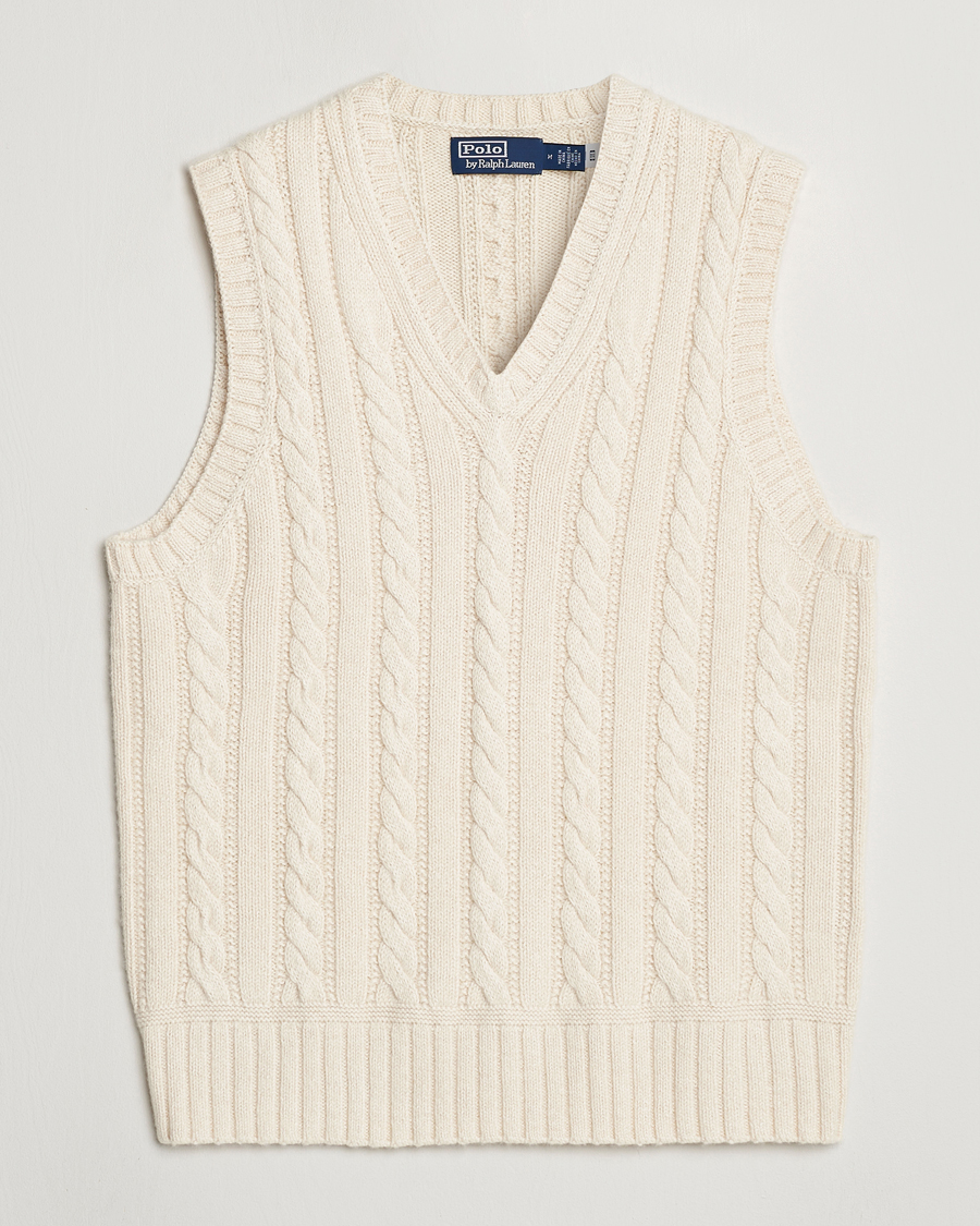 Uomini | Maglieria | Polo Ralph Lauren | Cotton Aran Knitted Vest Cream