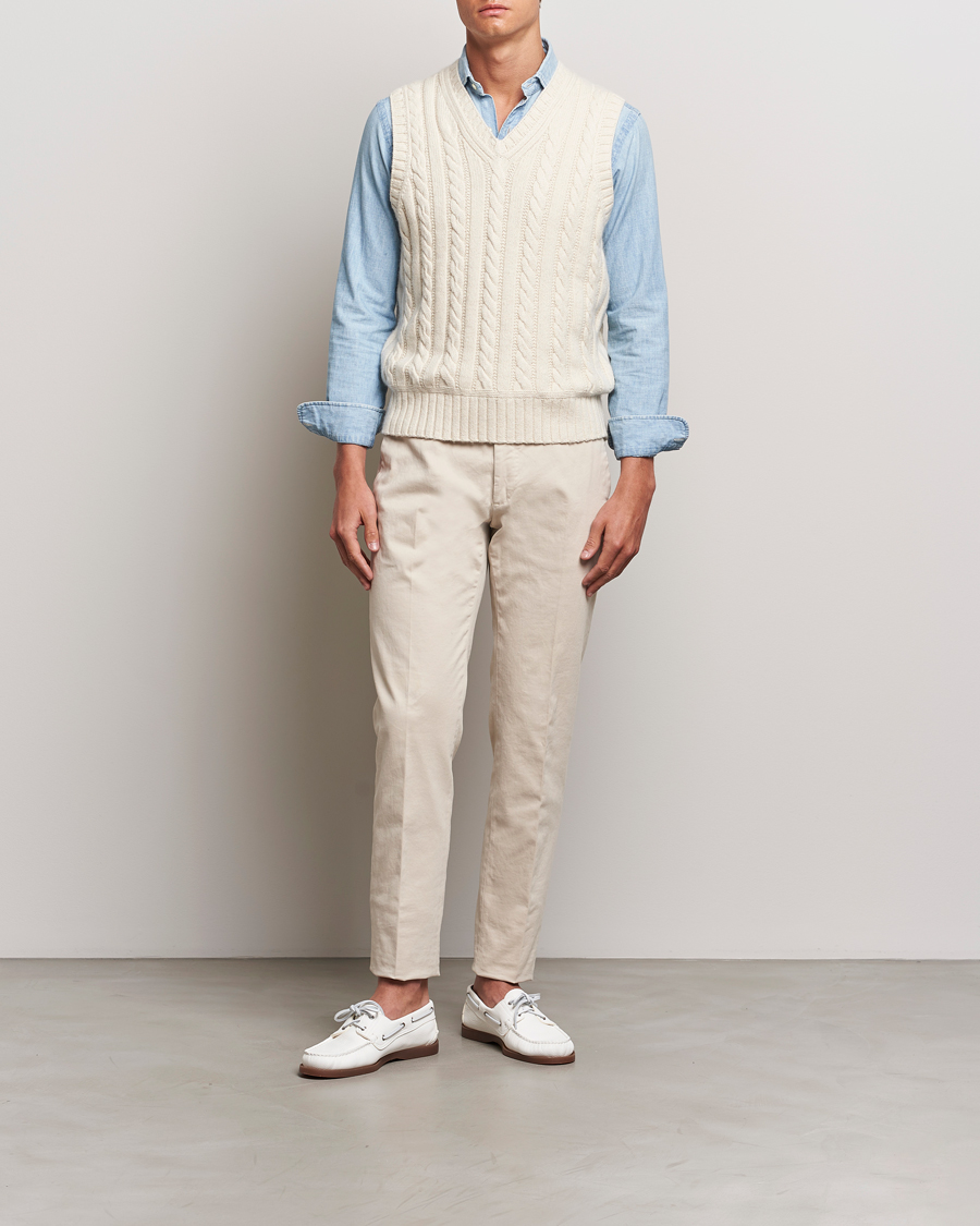Uomini | Maglieria | Polo Ralph Lauren | Cotton Aran Knitted Vest Cream