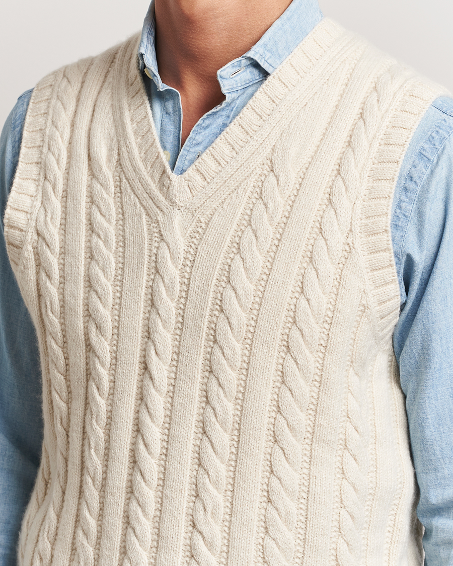 Uomini | Maglieria | Polo Ralph Lauren | Cotton Aran Knitted Vest Cream