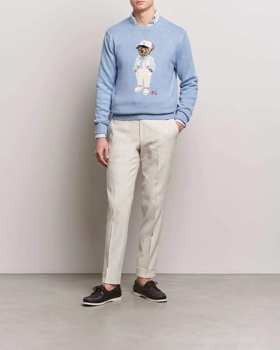 Uomini | Maglieria | Polo Ralph Lauren | Knitted Hemingway Bear Sweater Driftwood Blue