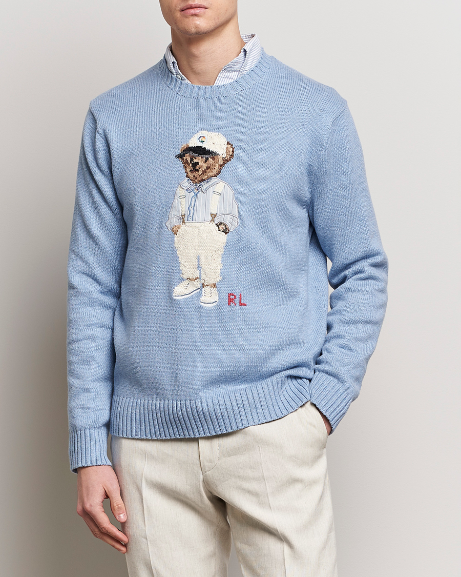 Uomini | Maglieria | Polo Ralph Lauren | Knitted Hemingway Bear Sweater Driftwood Blue