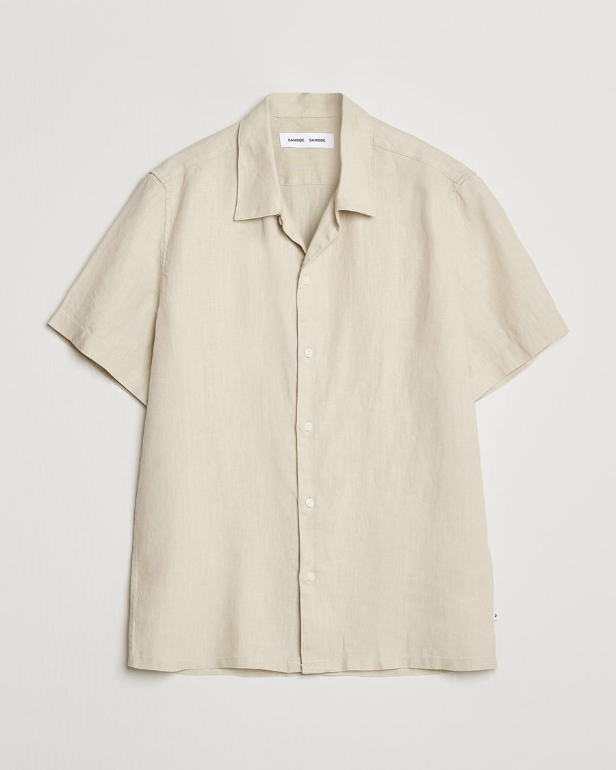 Uomini | Camicie | Samsøe Samsøe | Saavan Linen Short Sleeve Shirt Castle Wall