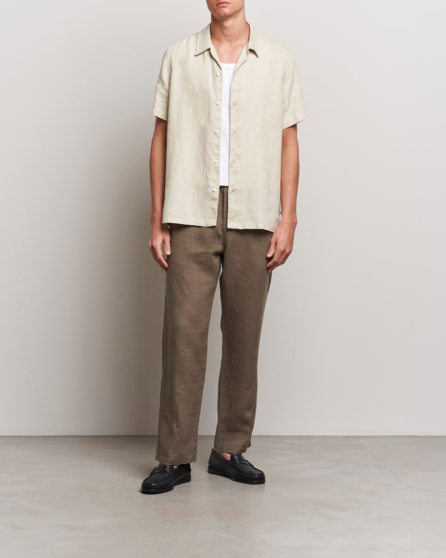 Uomini | Camicie | Samsøe Samsøe | Saavan Linen Short Sleeve Shirt Castle Wall
