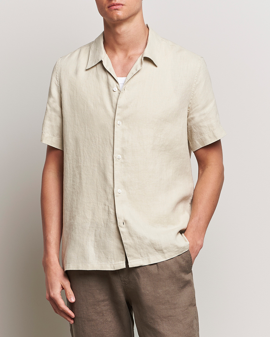 Uomini | Camicie | Samsøe Samsøe | Saavan Linen Short Sleeve Shirt Castle Wall
