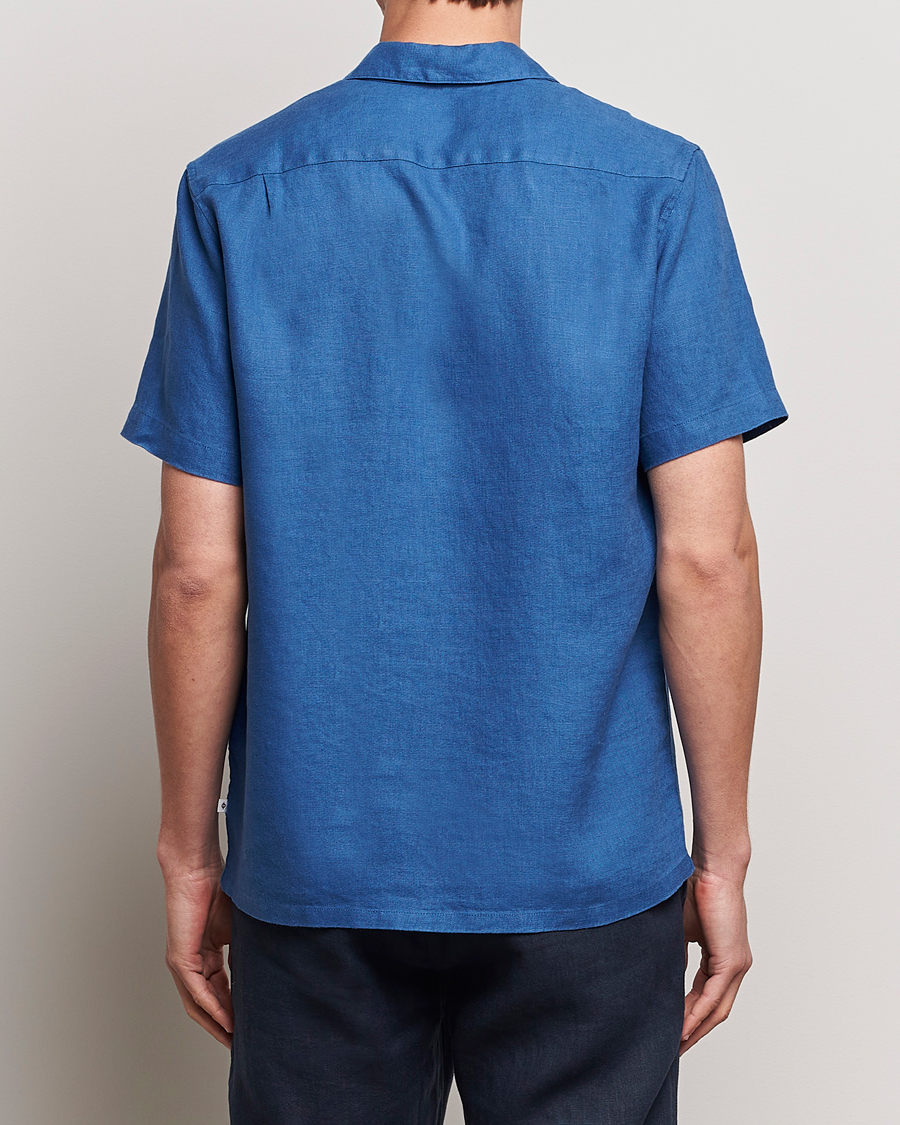 Uomini | Camicie | Samsøe Samsøe | Saavan Linen Short Sleeve Shirt Déja Vu Blue