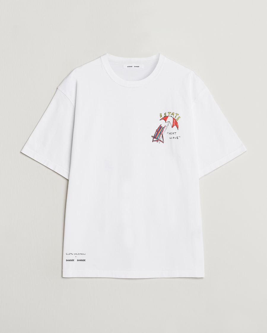 Uomini | T-shirt | Samsøe Samsøe | Sagiotto Printed Crew Neck T-Shirt White Estate