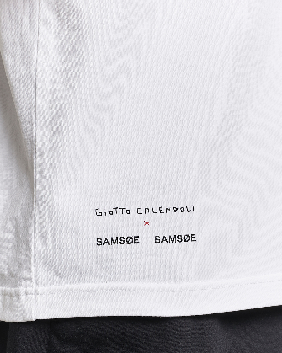 Uomini | T-shirt | Samsøe Samsøe | Sagiotto Printed Crew Neck T-Shirt White Estate