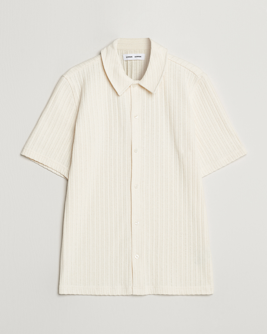 Uomini | Camicie | Samsøe Samsøe | Sakvistbro Structured Short Sleeve Shirt Clear Cream