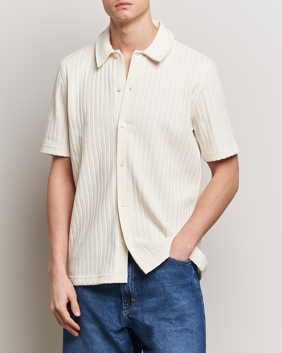 Uomini | Camicie | Samsøe Samsøe | Sakvistbro Structured Short Sleeve Shirt Clear Cream