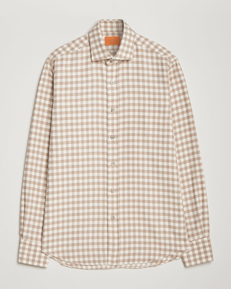 Uomini | Camicie | Grigio | Washed Flannel Shirt Beige Check