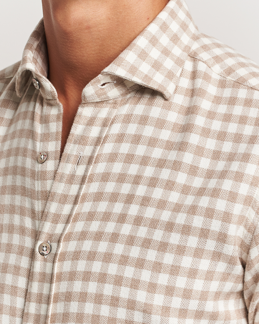 Uomini | Camicie | Grigio | Washed Flannel Shirt Beige Check