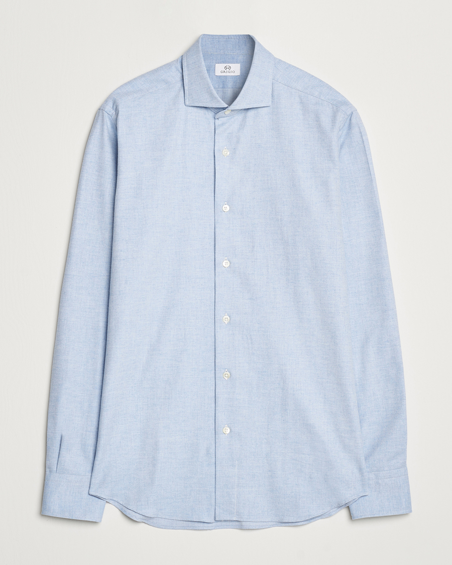 Uomini | Camicie | Grigio | Washed Flannel Shirt Light Blue
