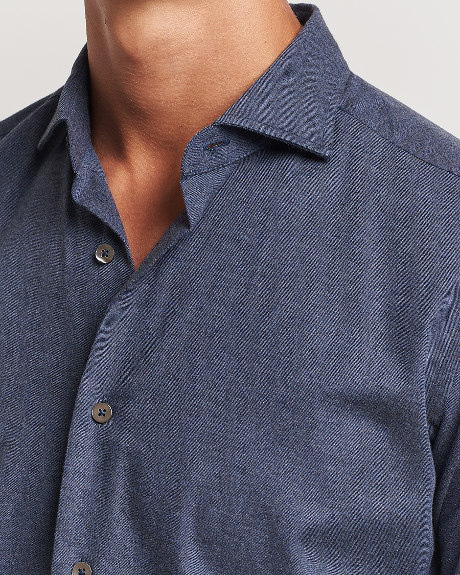Uomini | Camicie | Grigio | Washed Flannel Shirt Navy