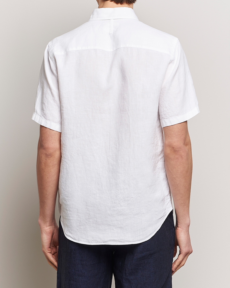 Uomini | Camicie | NN07 | Arne Linen Short Sleeve Shirt White