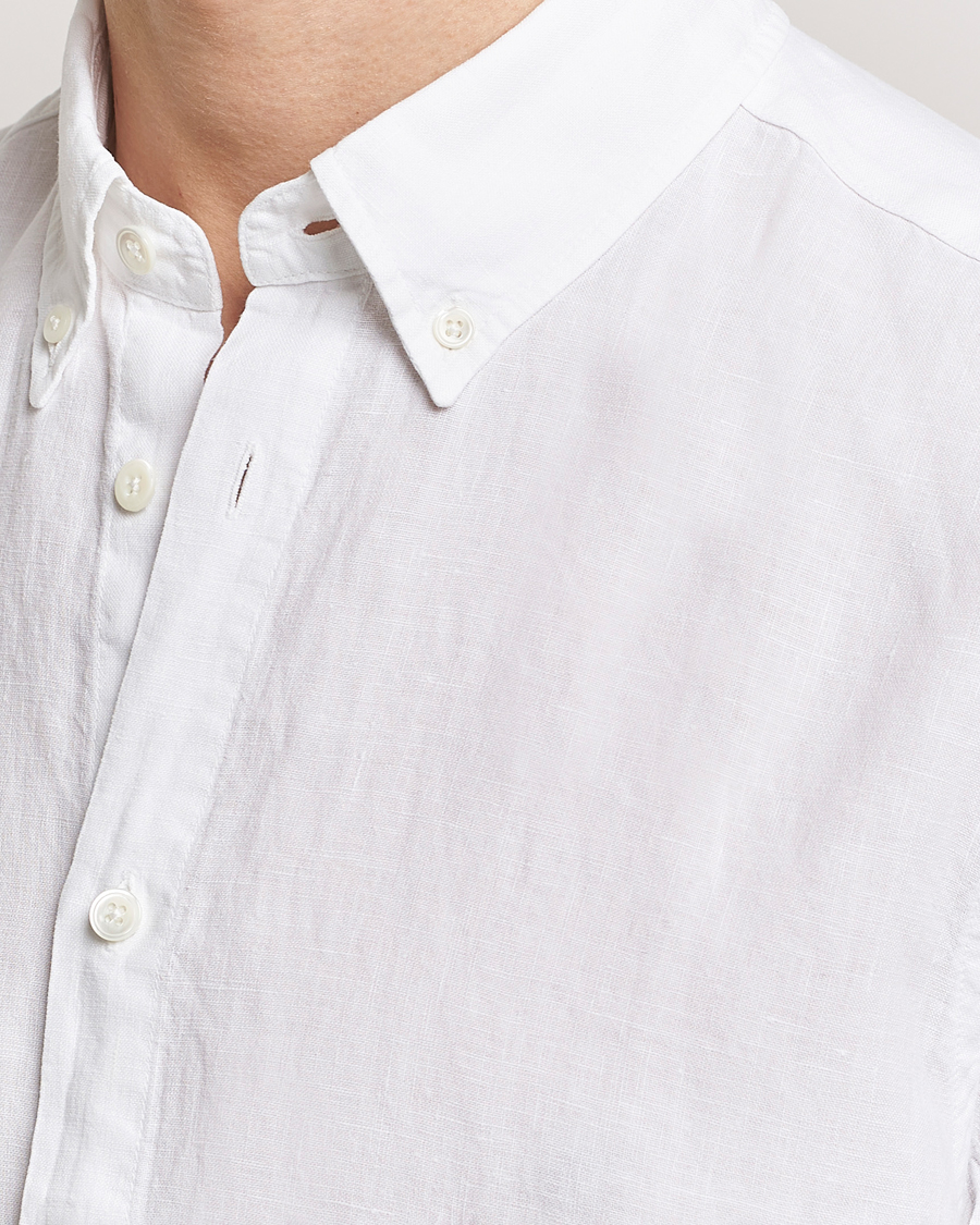 Uomini | Camicie | NN07 | Arne Linen Short Sleeve Shirt White