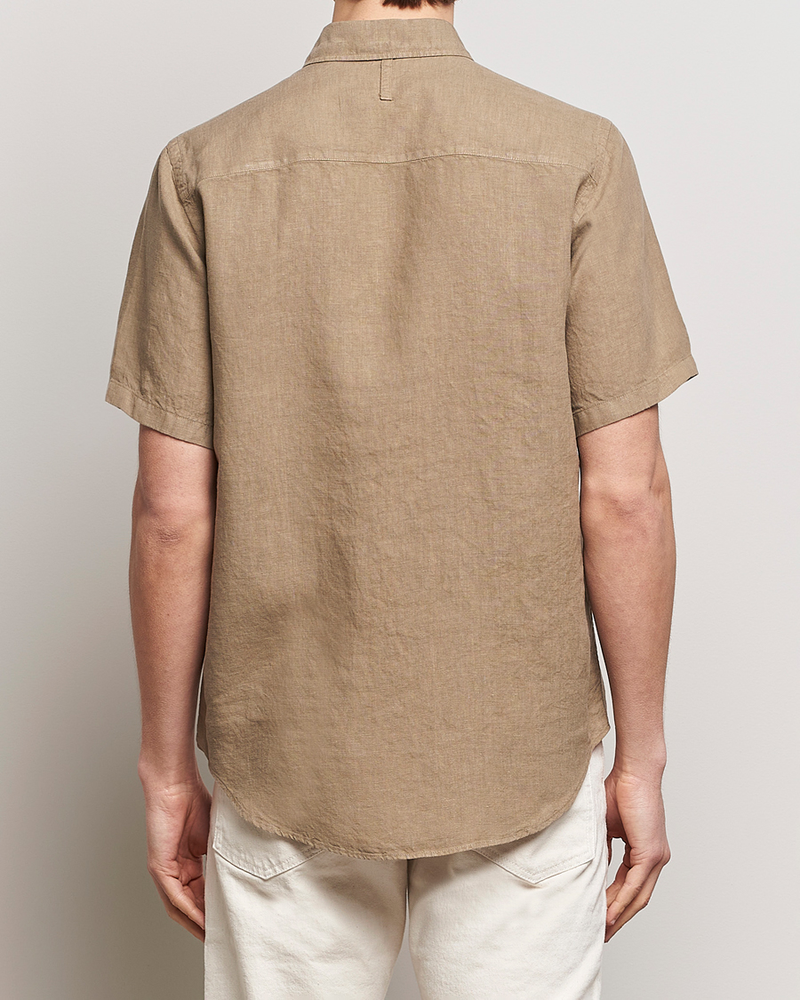 Uomini | Camicie | NN07 | Arne Linen Short Sleeve Shirt Greige