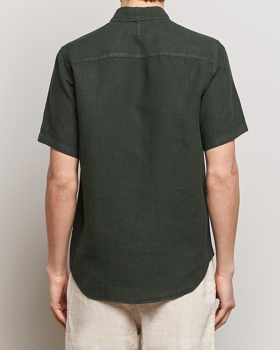Uomini | Camicie | NN07 | Arne Linen Short Sleeve Shirt Rosin Green