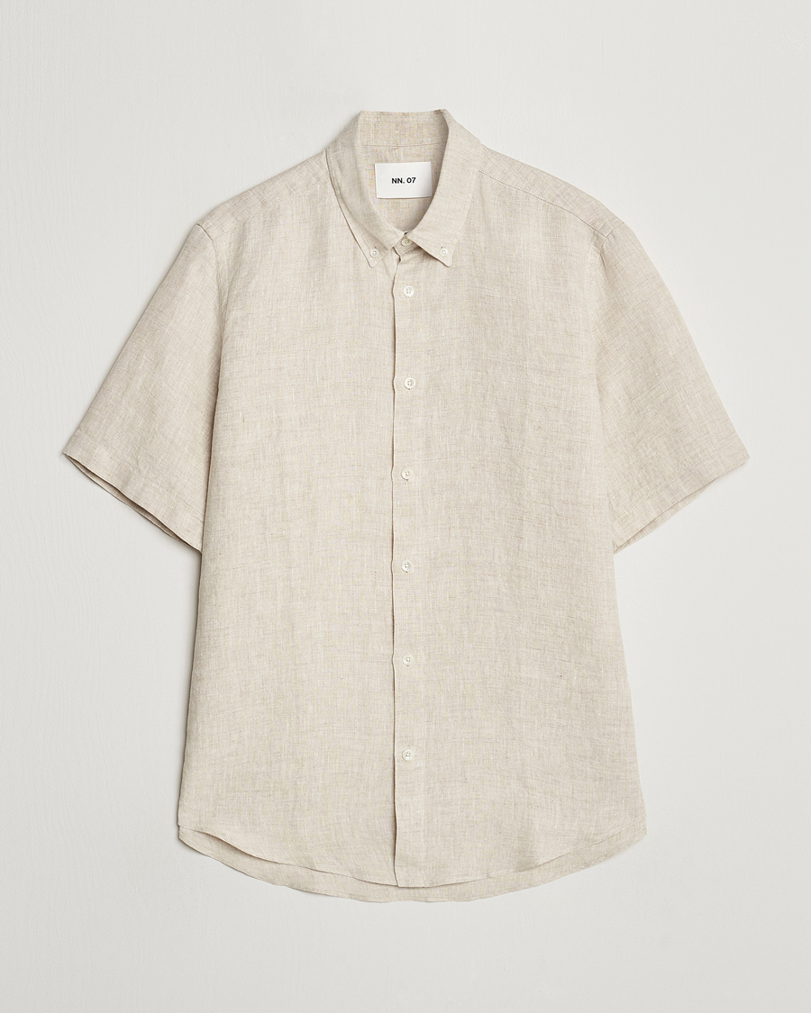 Uomini | Camicie | NN07 | Arne Linen Short Sleeve Shirt Oat
