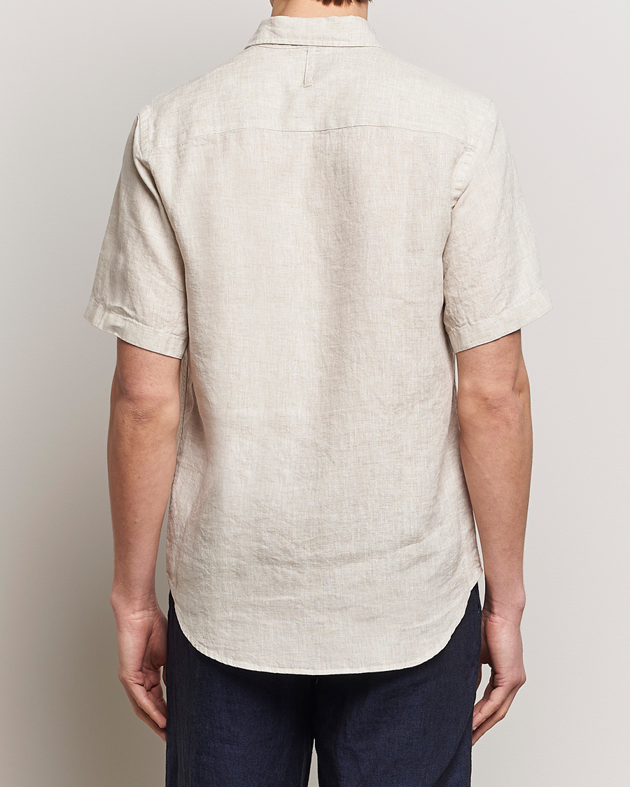 Uomini | Camicie | NN07 | Arne Linen Short Sleeve Shirt Oat