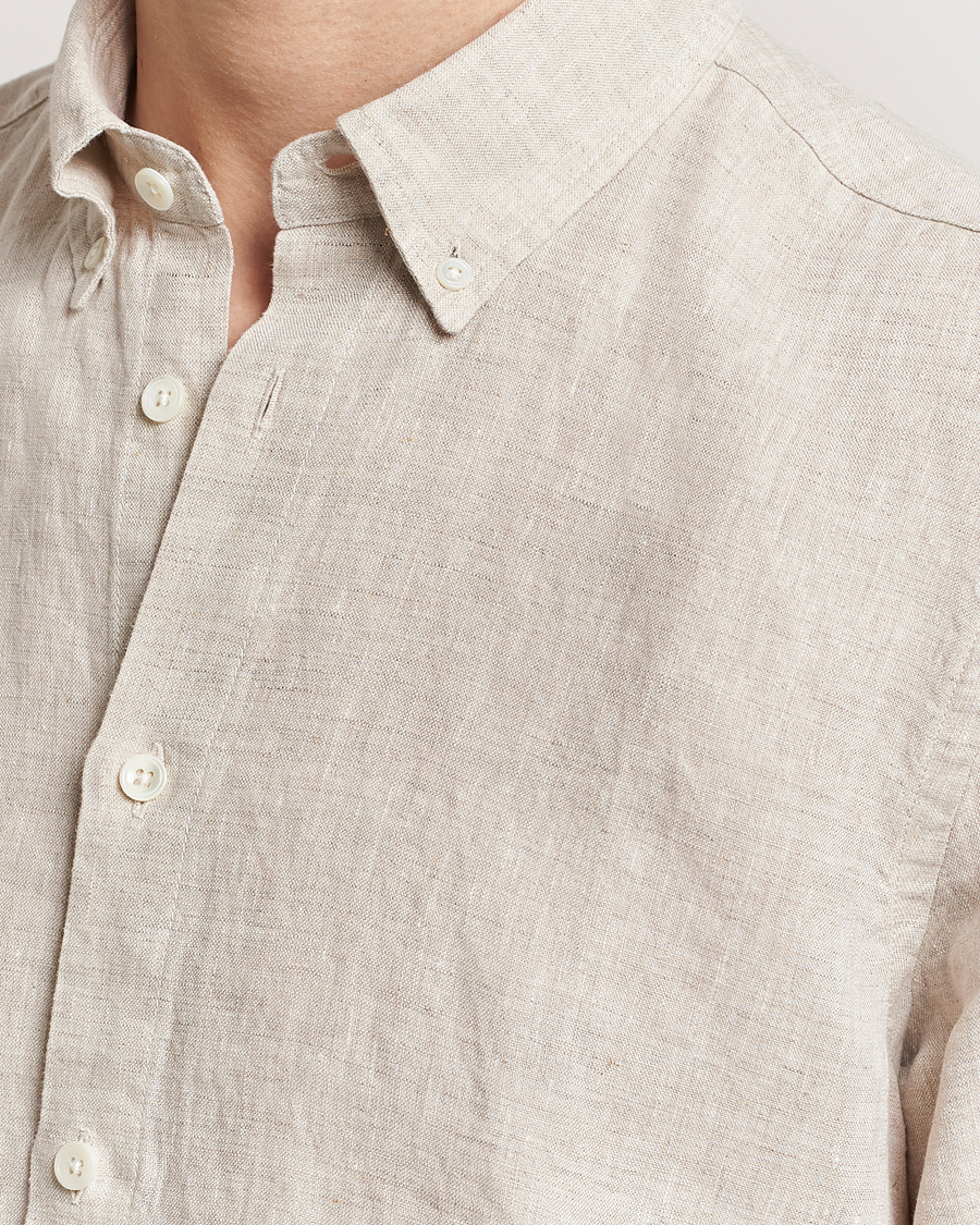 Uomini | Camicie | NN07 | Arne Linen Short Sleeve Shirt Oat