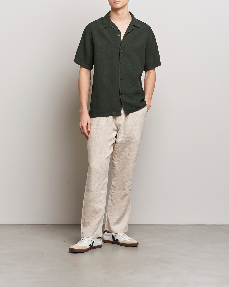 Uomini | Camicie | NN07 | Julio Linen Resort Shirt Rosin Green