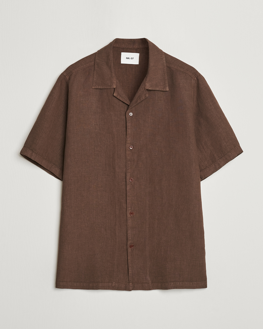 Uomini | Camicie | NN07 | Julio Linen Resort Shirt Cocoa Brown
