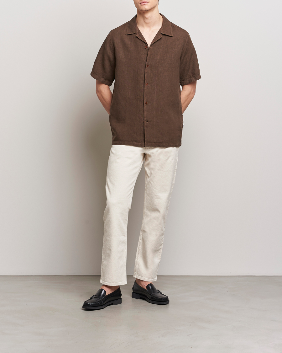 Uomini | Camicie | NN07 | Julio Linen Resort Shirt Cocoa Brown