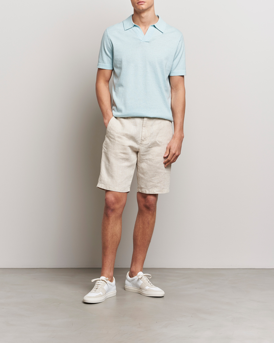 Uomini | Polo | NN07 | Ryan Cotton/Linen Polo Winter Sky