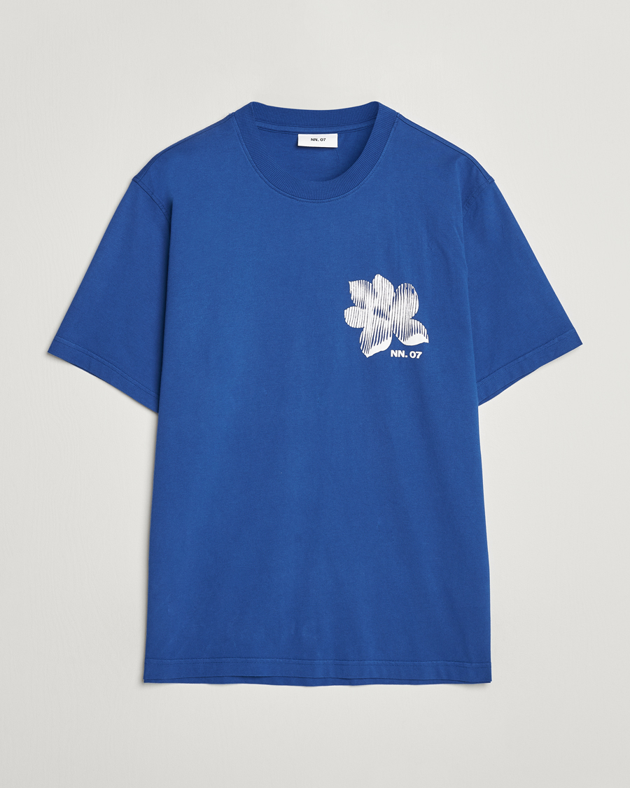 Uomini | T-shirt | NN07 | Adam Printed Crew Neck T-Shirt Blue Quartz