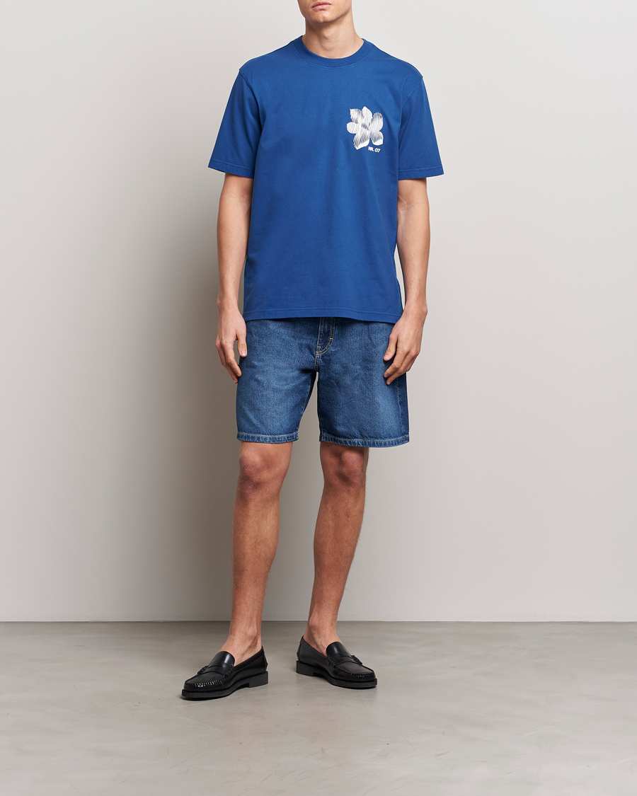 Uomini | T-shirt | NN07 | Adam Printed Crew Neck T-Shirt Blue Quartz