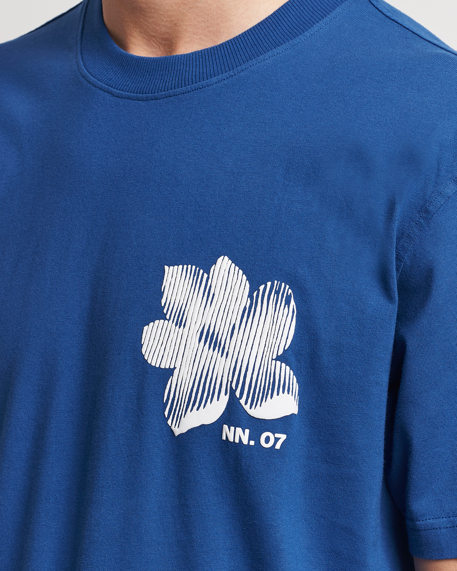 Uomini | T-shirt | NN07 | Adam Printed Crew Neck T-Shirt Blue Quartz