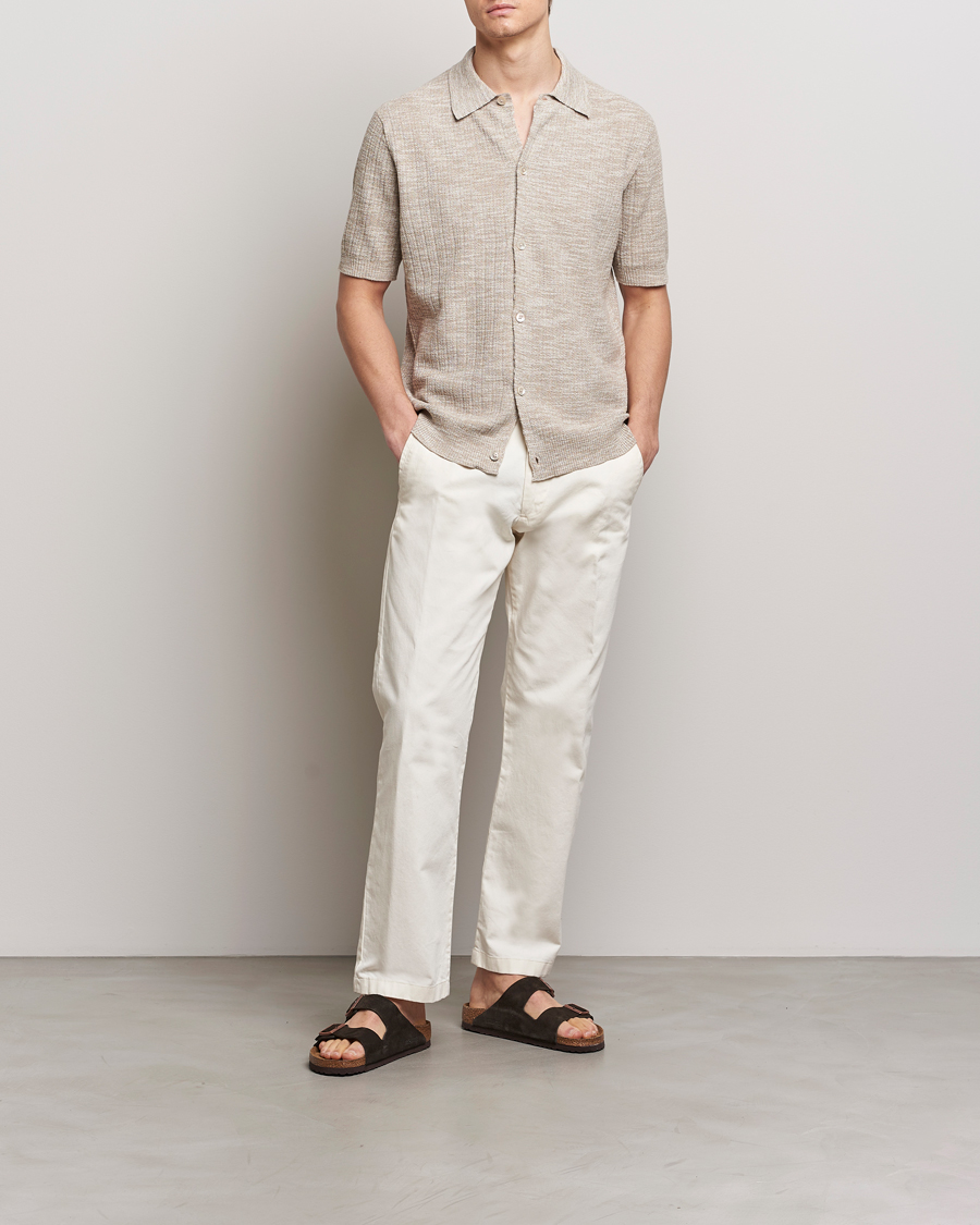 Uomini | Camicie | NN07 | Nolan Knitted Shirt Sleeve Shirt Greige Melange