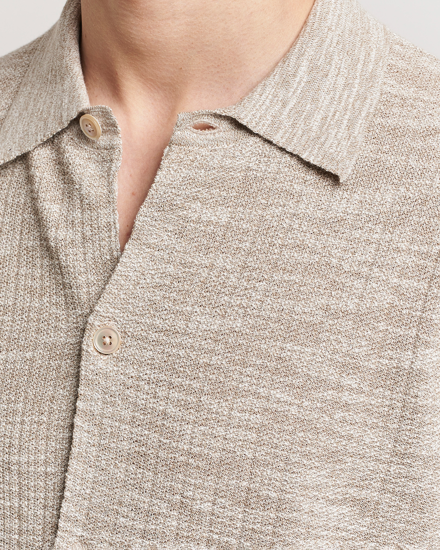Uomini | Camicie | NN07 | Nolan Knitted Shirt Sleeve Shirt Greige Melange