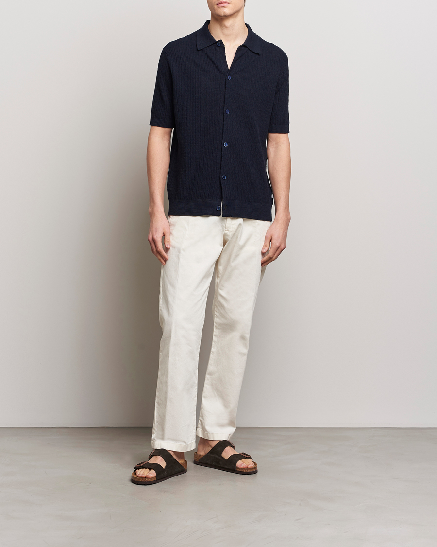 Uomini | Camicie | NN07 | Nolan Knitted Shirt Sleeve Shirt Navy Blue