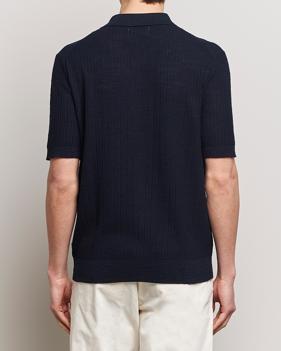 Uomini | Camicie | NN07 | Nolan Knitted Shirt Sleeve Shirt Navy Blue