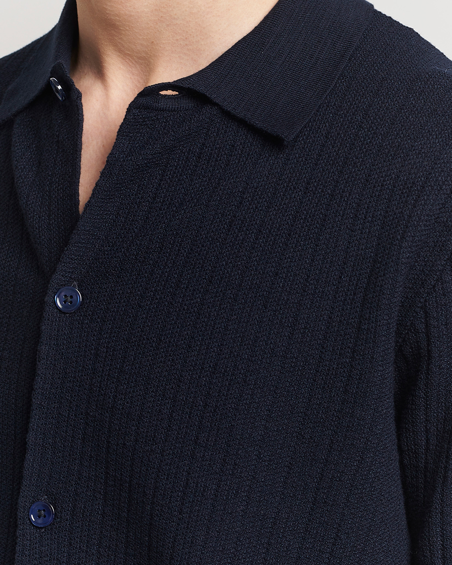 Uomini | Camicie | NN07 | Nolan Knitted Shirt Sleeve Shirt Navy Blue