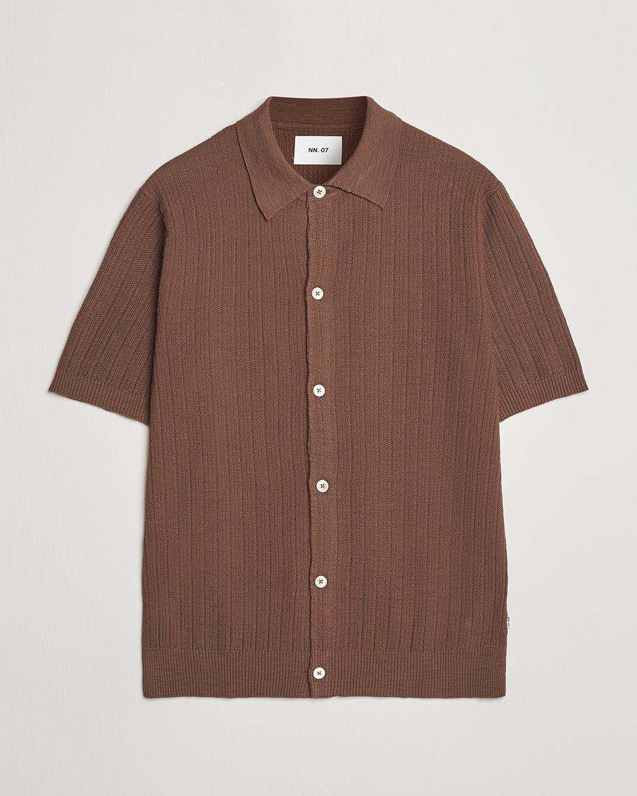 Uomini | Camicie | NN07 | Nolan Knitted Shirt Sleeve Shirt Cocoa Brown